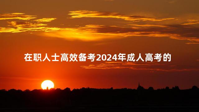 在职人士高效备考2024年成人高考的详细攻略