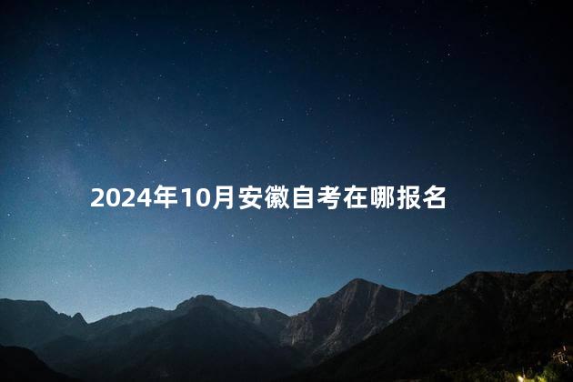 2024年10月安徽自考在哪报名